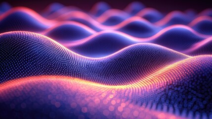 Poster - Abstract Digital Waveform Pattern in Vibrant Hues
