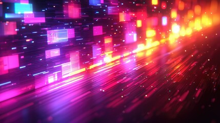 Poster - Abstract Digital Data Stream Neon Glow