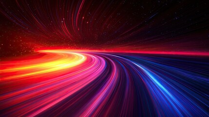 Poster - Abstract Cosmic Highway Light Trails Through Space