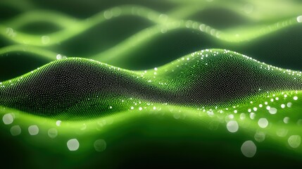 Poster - Abstract Green Wave Particle Landscape Design