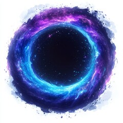 Wall Mural - Abstract cosmic swirl, nebula, dark hole, purple blue energy ring.