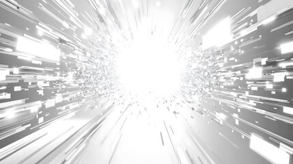Poster - Abstract White Geometric Light Speed Tunnel