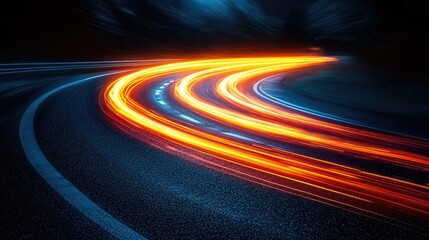 Poster - Night Road Abstract Light Trails Speed Motion Blur