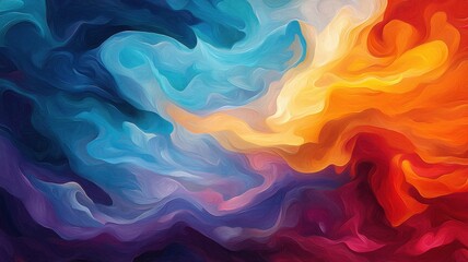 Poster - Vibrant colorful abstract art creative studio digital artwork artistic environment aerial view emotional expression