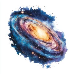 Wall Mural - Watercolor galaxy spiral with vibrant colors and stars.