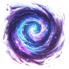 Wall Mural - Abstract swirling cosmic nebula with vibrant purple and blue hues.