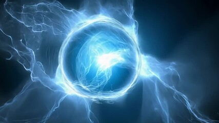 Poster - Electric blue energy sphere with dynamic lightning effects captured in stunning detail
