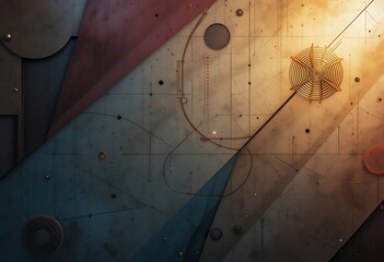 Poster - Abstract Geometric Metal Panel Design With Circular Elements
