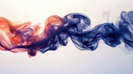 Poster - Abstract Swirling Smoke in Orange and Blue Hues