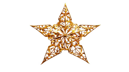 Wall Mural - golden christmas star ornament shining on transparent background