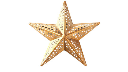 Wall Mural - golden five-pointed star ornament shining on transparent background