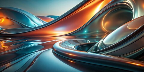 Wall Mural - abstract metallic flowing forms