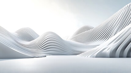 Abstract White Architectural Wave Landscape Design