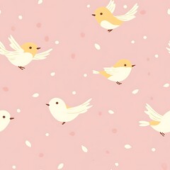 Naklejka na meble Cute Birds Pink Background Pattern