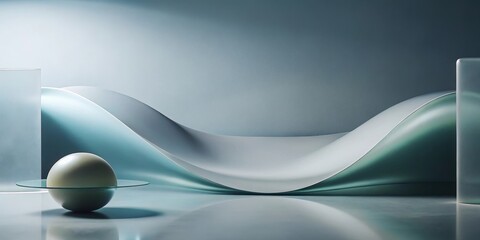 Wall Mural - abstract interior design with wave-shaped furniture