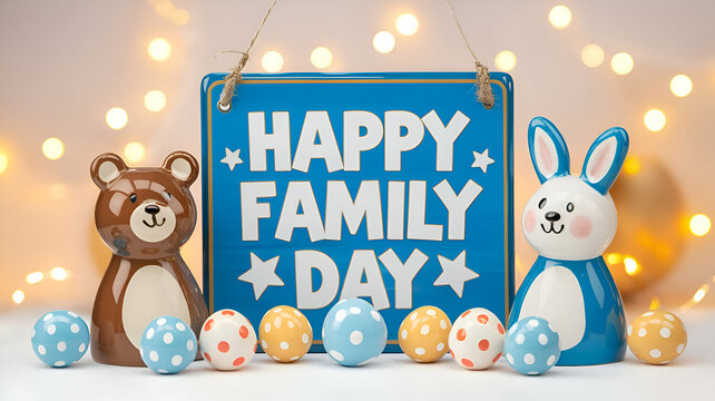 Happy Family Day Text Typography Lettering Calligraphy Massage Banner Cards Events Celebration 
