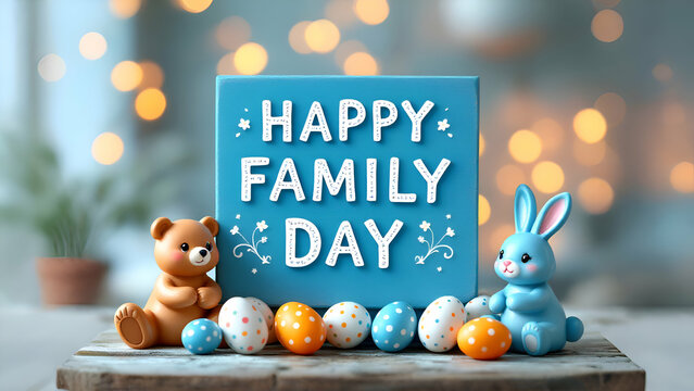 Happy Family Day Text Typography Lettering Calligraphy Massage Banner Cards Events Celebration 