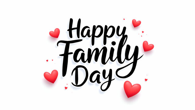 Happy Family Day Text Typography Lettering Calligraphy Massage Banner Cards Events Celebration 