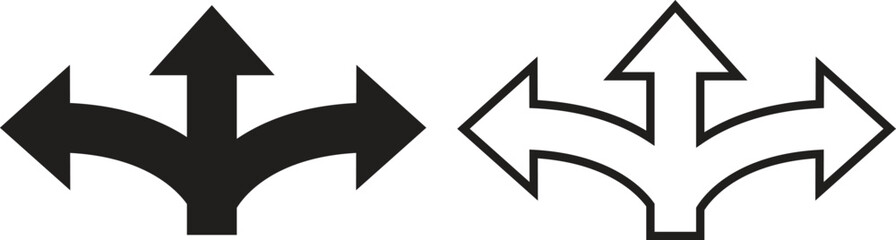 Poster - Road Traffic Arrow flat and outline icons set. Choice, option, pathway, opportunity. Way signs. Driving direction mark. GPS element template for graphic and web design isolated transparent background.