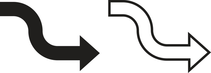 Poster - Road Traffic Arrow flat and outline icons set. Choice, option, pathway, opportunity. Way signs. Driving direction mark. GPS element template for graphic and web design isolated transparent background.