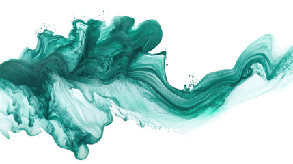 Poster - turquoise and white acrylic paint mixing on transparent background