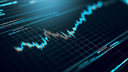 Poster - Market Decline Visualization: A dramatic close-up of a stock market chart displaying a sharp downward trend, highlighting the volatility and uncertainty of the financial markets.  