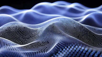Poster - Visualizing abstract digital waves in mesmerizing blue tones and intricate patterns