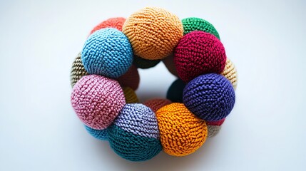 Colorful Knitted Sphere Ring: A Joyful, Textured Art Piece