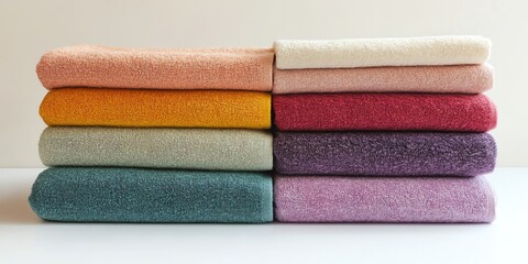 Soft Pastel Terrycloth Towels: A Neat Stack of  Cozy Bath Textiles