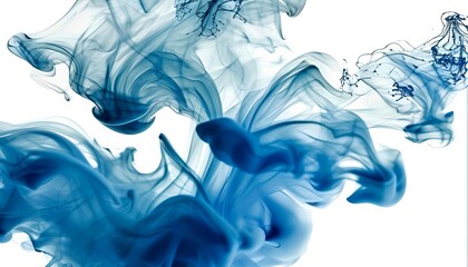 Poster - Dynamic blue ink swirls abstract art studio setting fluid motion high-contrast background creative visualization