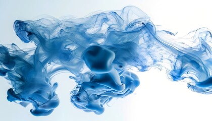 Poster - Flowing blue ink swirls abstract art digital imagery minimalist space aesthetic perspective