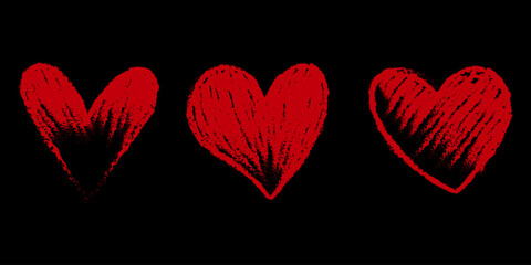 Poster - Love of symbol. Red clipart heart crayon. isolated on black background