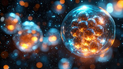Poster - Luminous Sphere Contains Glowing Cellular Structures