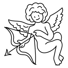 Poster - cupid with Archer. vector doodle outline  illustration