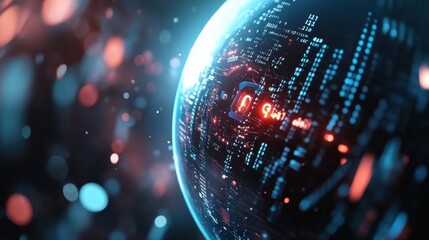 Poster - Futuristic sphere design with glowing red light on a dark background for sci-fi or technology themes