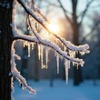 © Torpong - Frosty tree limbs with icicles in the sun's rays, sun, limbs, clear