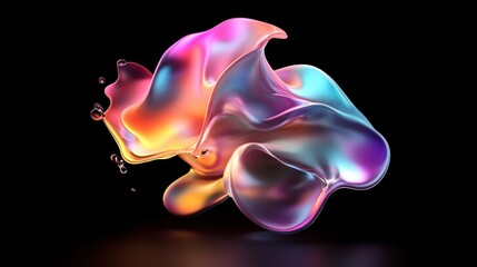 Aufkleber - Colorful liquid in motion creating vibrant patterns and textures with reflections and bubbles on a surface