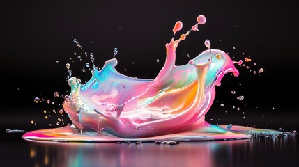 Aufkleber - Colorful liquid splash creating vibrant patterns against a black background in dynamic motion