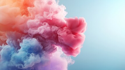 Aufkleber - Colored smoke cloud swirling against a vibrant blue background creating an artistic visual effect