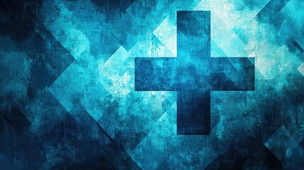 Poster - Abstract Blue Cross Design Geometric Background