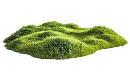 Fototapete - Green grass patch forming gentle hills on transparent background
