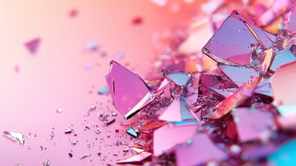 Aufkleber - Bunch of pink crystals scattered on a soft pink background creating an elegant and tranquil atmosphere