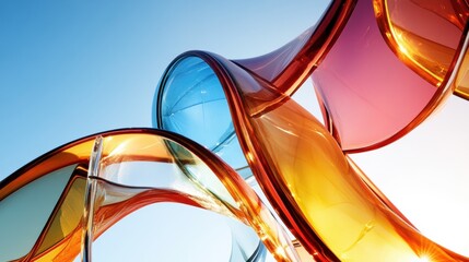 Poster - Group of colorful glass vases arranged on a white surface with natural light illuminating them