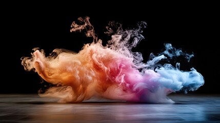 Aufkleber - Group of colorful smoke wisps swirling on a dark background in an artistic display of movement and texture