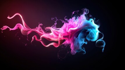 Aufkleber - Colorful smoke swirling in vibrant patterns against a dark black background