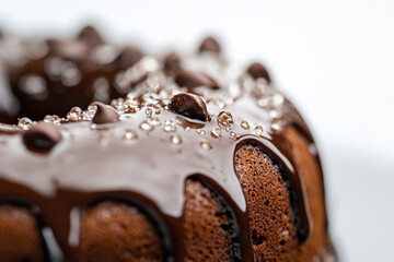 Canvas Print - A chocolate bundt cake with chocolate icing and chocolate sprinkles