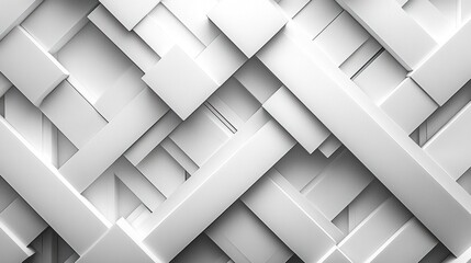 Poster - Abstract white geometric pattern, intersecting shapes background, design texture, website banner