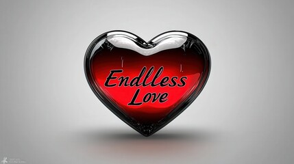 Poster - sleek red heart logo with black letters spelling 