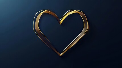 Poster - Valentine Day logo with a heart-shaped geometric design, using bold lines and metallic colors for a modern aesthetic.