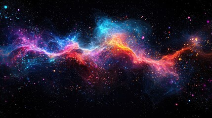 Wall Mural - A colorful galaxy with a long, curving line of stars. Generative AI